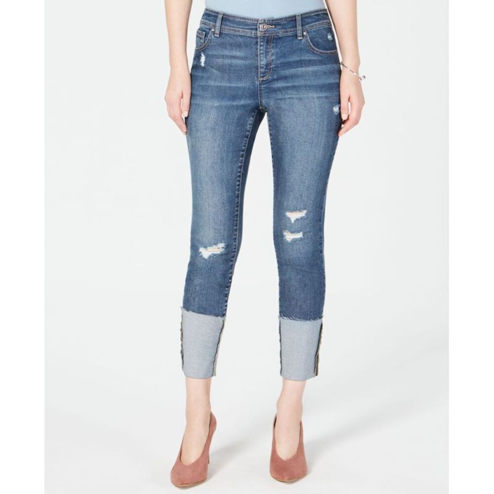 INC International Concepts Ripped Cuffed Skinny Jeans